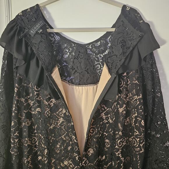 ELOQUII Black Lace Dress Plus Sz 22 Cocktail Whimsygoth Dark Romantic Holiday - Picture 7 of 8